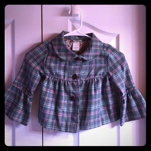 Adorable ruffle sleeve layering jacket plaid 4t